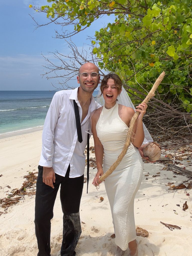 Midos Lajimi and Meryem H during their island honeymoon